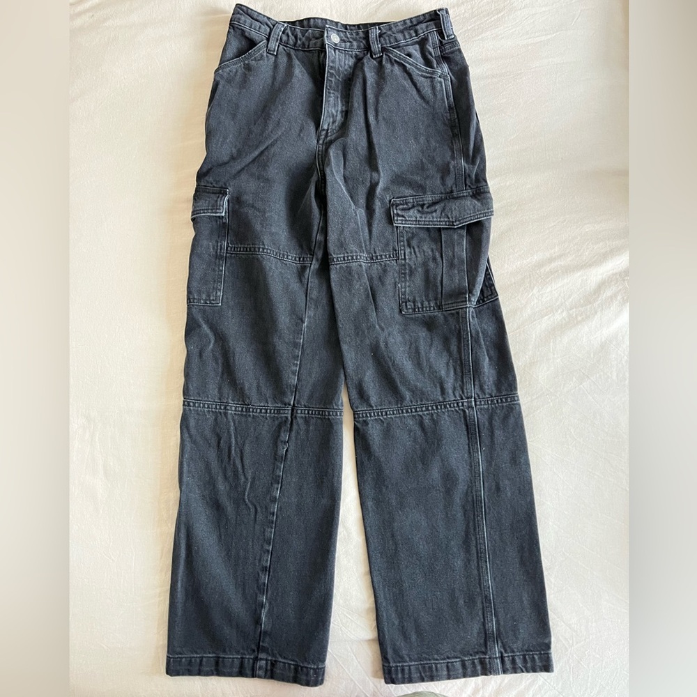 H&M Washed Black Cargo Jeans, size 8